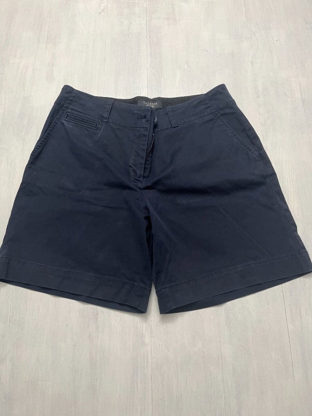 Talbots Chino Bermuda Flat-Front Shorts in Navy Blue